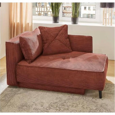 Deine Tante Emma Recamiere REX 426/31 Sofa with 2 Cushions with Spring Padding Including Bed and Storage Function Approx. 155 cm Rust-Red
