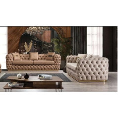 Jv Möbel Chesterfield Luxury Sofa Set 3 + 3 Seater Leather