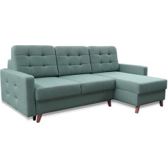 Mb-Moebel Corner Sofa Couch with Sleep Function and Bed Box Ottoman L Shape Sofa Bed Cushion Set - Carla