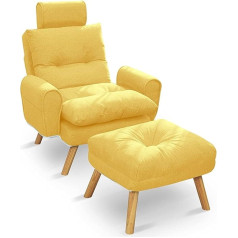 Kjly Sofas Garden Chairs Lazy Sofa Chair 5 Stands Customize with Footrest Leisure Upholstered Chair Sofa Slipcover Office Fashion Sofa Armchair, Grey/Yellow, (Color : Yellow)