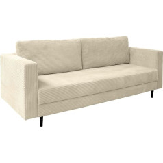 Ares Meble Corduroy Sofa with Sleep Function 232 x 98 cm - Living Room Couch - 2 Seater Sofa Bed - Back Cushion Sofa with Bed Box - Velvet Sofa Bed 2 Seater - Extendable Sofa Bed - Folding Couch Grey