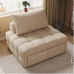 Sohodoo Folding Sofa Bed, 3-in-1 Sofa Bed, Chair, Single Convertible Sofa Bed with Cushion, Heavy Duty, Lazy Sofa for Living Room, Apartment, Office (Color : Beige, Size : 105cm)