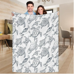 Ririx Überwurfdecke mit Meeresschildkröten, Tiermuster, Ozeandecke, für Bett, Couch, Sofa, Stuhl, Camping und Reisen, leichte Decke, groß (203,4 x 152,4 cm)