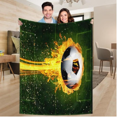 Ririx Flammende Fußbälle Fußballfeld-Überwurfdecke, Sport-Fußballdecke, für Bett, Couch, Sofa, Stuhl, Camping und Reisen, leichte Decke, groß (203 x 152 cm)