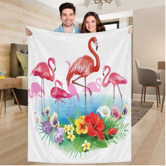 Ririx Überwurfdecke mit tropischen Flamingo-Blumen, Tier, Flamingo-Decke, für Bett, Couch, Sofa, Stuhl, Camping und Reisen, leichte Decke, groß (203,4 x 152,4 cm)