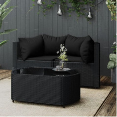 Whopbxgad Living Room Furniture Sets,Couch Sets for Living Room,Sofa Bed,3-TLG. Garten-Lounge-Set mit Kissen Schwarz Poly Rattanmodular Sofa,modular Couch,Outdoor Patio Furniture,