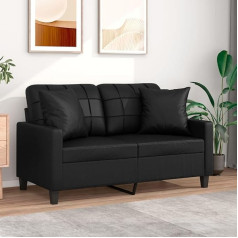 Camerina 2 Seater Sofa with Decorative Cushions Black 120 cm Faux Leather Sofa Bed Small