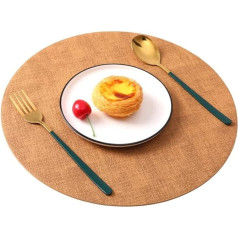 Temkin Tischsets-Set, Esstischmatten, 6-teilig, Leder-Tischset, rund, wärmeisolierend, Geschirrunterlage, Heim-Esstischmatte (Farbe: 3er-Pack) (F)