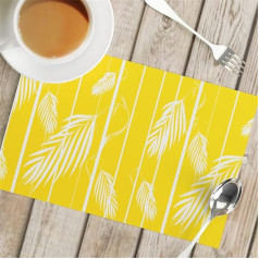 Dotbuy-Shop Gelb Tischsets Abwischbar 4er Set Modern, rutschfest Abwaschbar Abgrifffeste Hitzebeständig Platzdeckchen für Zuhause Restaurant Küche Speisetisch Matte (Laub,4pc)