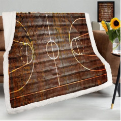 Cfpolar Decke im Retro-Basketballplatz-Muster, leicht, gem¨¹tlich, flauschig, warm, weiche Mikrofaser, Geschenk f¨¹r Couch, Bett, Sofa, Wohnzimmer, Schlafzimmer, Reisen, Herbst, Camping, Kinder, Erwachsene