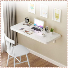 White - Wall Mounted Folding Table, Folding Table for Small Spaces in Kitchen, Computer Desk, Workbench Table, Wooden Dining Table (Multiple Sizes)
