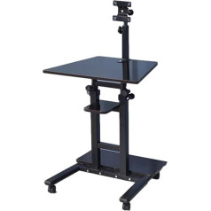 ‎Oyymte OYYMTE Standing Laptop Desk, Height Adjustable, Mobile Sit-Stand Cart Ergonomic Table, Small, with Wheels for Study Room, Bedroom (Color : Black)