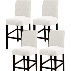 ‎Gamukai GAMUKAI Bar Stool Cover Counter Stool Pub Chair Protective Covers Set of 4 for Dining Room Jacquard Bar Stool Protective Covers Parson Chair Covers (White, 4)
