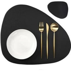 Zawr Irregular Shape PU Leather Placemats Set Oil Resistant Waterproof for Kitchen Tables, Bistro Tables, Bars, Cafes, Hotels