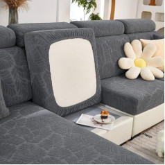‎Jovell JOVELL Sofa Seat Cushion Cover with Elastic Base, Non-Slip Sofa Covers, Wear-resistant Sofa Cover, Stretch Protective Covers, Furniture Protector (Grey, Cover for Chaise Longue)