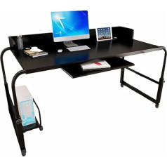 Elzey Tabletttisch, verstellbares Sofa, Beistellbett, tragbarer Schreibtisch, höhenverstellbar, mobil, for Sitzen und Stehen, rollender, stehender, pneumatischer Laptop-Schreibtisch (Color : Black)