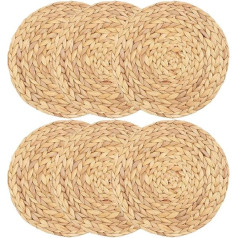 ‎Correa Correa Runde Gewebte Tisch Sets, Wasser Hyazinthe Gewebte Rattan Tisch Sets Runde Geflochtene Rattan Tisch Sets rutschfeste Isolier Unterlagen