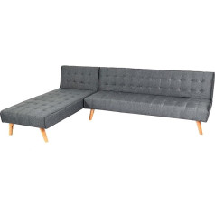 Mendler HWC-K38 Corner Sofa, Folding Sofa, Lying Surface Left/Right, Fabric/Textile Solid Wood, MVG Certified, 256 cm, Dark Grey