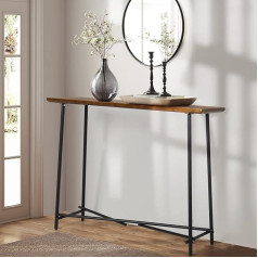 Fativo Wooden Console Table Vintage Hallway Table: Narrow Entrance Table Industrial Style Console Table with Metal Frame for Living Room 100 × 76 × 30 cm