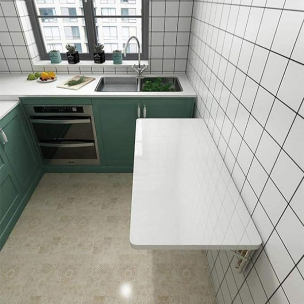 Klapptisch, Klapptisch, an der Wand montierter Drop-Leaf-Computertisch, schwimmender Laptop-Schreibtisch, platzsparender Hängetisch für Arbeitszimmer, Schlafzimmer, Badezimmer oder Balkon, 50 x 50 cm