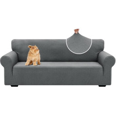 ‎Ystellaa YSTELLAA Stretch Sofa Cover 3 Seater, Sofa Protector Non-Slip with Armrest, Universal Jacquard Sofa Cover, Thick Sofa Cover for Dogs, Cats and Pets, Washable Sofa Cover, Light Grey