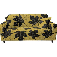 Surwin Elastic Sofa Throws 1, 2, 3, 4 Seater, 3D Bohemian Pattern Sofa Cover, Stretch Protective Cover, Universal Sofa Cover for Armrests, Sofa Cover, Couch Cover (Black Gold, 4-Seater (235-300 cm)