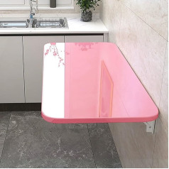 Qjibvzy Folding Wall Table, Laundry Folding Table, Wall Mounted Drop Leaf Tables with Robust Bracket for Home Office, Laundry Room, Study or Kitchen, 60 x 40 cm/24 x 16 inches, Pink