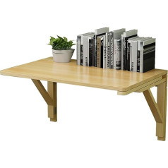 Bocbco Wall-Mounted Folding Table, Small Space-Saving Floating Desk, with Wooden Clips, Storage Shelf, Shelf for Laundry Room, Home Bar, Kitchen, 100 x 60 cm
