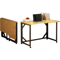 Sanzia Small Movable Folding Table, No Assembly Folding Computer Desk With Lockable Wheel For Home Office Desk Study Writing, Load Capacity 120lbs (Color : A, Size : L35.4