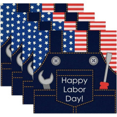 Tbouobt Fabric Placemats, Washable Placemats for Dining Table, Set of 4, Happy Work Day Cartoon