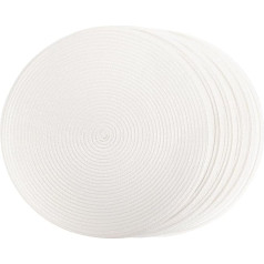 Imikeya Set of 6 Washable Round Place Mats Wedding Decorations for Ceremony Tableware Cushion Rustic Round Place Mats and Coasters in Set of 6 Woven Mat White PP Coffee