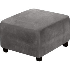 Cover Ottoman Velvet, Stool Cover Stretch Elastic, Ottoman Cover, Square Ottoman Protective Cover, Cover for Stools (Grey, 1 Piece Set)