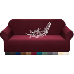 ‎Granbest Granbest Premuim Water Resistant Sofa Cover for 3 Seater High Stretch 1 Piece Sofa Cover for Dogs Universal Sofa Slipcover Jacquard Spandex Fabric (3 Seater, Wine Red)