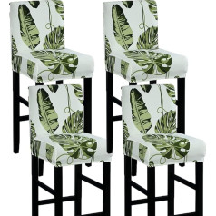 ‎C/N C/N Bar Chair Covers Bar Stool Chair Cover Kitchen High Chairs Cover Bar Chair Covers with Backrest Set of 4