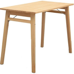 Sanzia No Assembly Folding Desk, Portable Folding Computer Desk for Small Spaces, Side Extension Desk for Home, Office, Load Capacity 1264 lbs, Pine Wood + Double Beam Frame