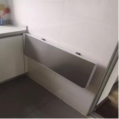Okator Wall Mounted Folding Table Floating Foldable Hanging Breakfast Bar Table Space Saving Folding Stainless Steel Shelf with Brackets Multiple Sizes Available (Size: L60xW40cm/L24xW16in)