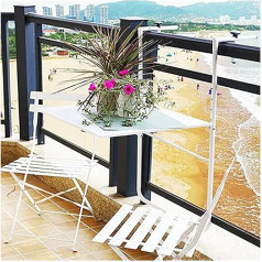 Balkon-Stehtisch für Geländer, klappbarer Geländertisch, klappbarer Deckgeländer-Tisch für den Außenbereich für Terrasse, multifunktionaler Geländer-Hängetisch, klappbarer Metalltisch, Verst