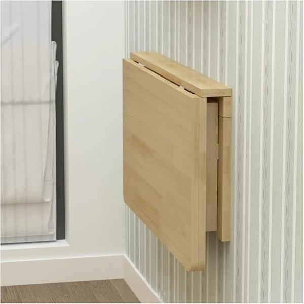 Sleeve Klapptisch, Klappbarer, an der Wand montierter Drop-Leaf-Tisch für kleine Räume, versteckter Esstisch aus massivem Holz, Faltbarer Computertisch auf Bockgestell (80 * 55 cm)