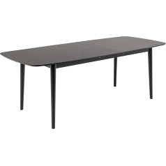 Ac Design Furniture Monty Extendable Dining Table for 6 Seater Rectangular Black Oak Veneer Round Legs Table Kitchen Table with Pull-Out Top, W180 x H75 x D90cm