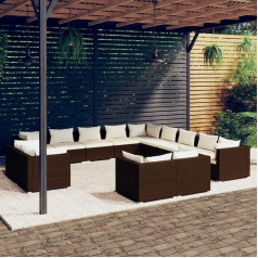 Camerina 13-TLG. Garten-Lounge-Set mit Kissen Gartenlounge Set Gartenlounge Outdoor GartenmöBel Lounge Set Sitzgruppe Mit Kissen Braun Poly Rattan 3102906