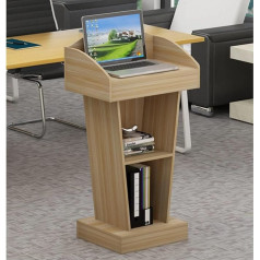 Fakednss Lectern Podium - Stand Speaking Lectern Floor Standing Podium Reception Desk with Baffle Plate Large Storage Area Church Pulpit for Wedding Officiant/Sworn Platform (Natural Color)