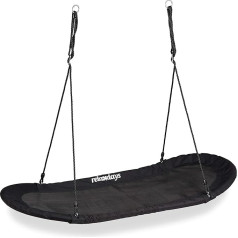 Relaxdays XXL Nest Swing Nest for Children and Adults, 100 kg, Multi-Child Swing Oval, 141.5 x 43.5 cm, Black