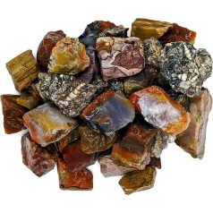 1,4 kg Bulk Rohachat, Jaspis, versteinerte Holzsteine Mix - 1 bis 2 Zoll gemischte Größen Natursteine Perfekt für Rock Tumbling, Drahtwickeln, Brunnensteine, Dekoration, Lapidar oder Energiesteine