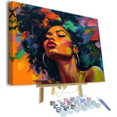 TISHIRON Paint by Numbers for Adults, African American Acrylic Paint by Number Kits with Brushes Canvas Gifts Painting Kits for Adults Kids Crafts 16 x 20 Inch