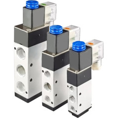 4V210-08 4V310-10 4V410-15 Magnetventil 2 Positionen 5 Port pneumatische luftelektromagnetische Ventile DC12V DC24V AC110V AC220V (Farbe: 4V410-15 PC12-04, Größe: DC12V)