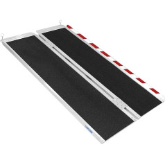 LIEKUMM 152 x 71.5 cm, Wheelchair Ramp, Maximum Load 300 kg, Wheelchair Ramp with Non-Slip Surface, Portable Wheelchair Ramp Made of Aluminium, Wheelchair Folding Ramp, Home, Steps, Stairs, Door