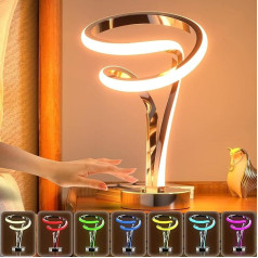 airnasa LED Bedside Lamp, Bedside Lamp, Touch Dimmable, RGB 10 W, 7-Colour Romantic Modern Spiral Design, Perfect for Bedroom, Living Room, Home Decoration, Atmosphere, Gift