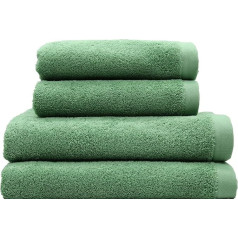 Domsoeiro Set of 4 Premium Hand Towels Made of 100% Cotton, 2 Bath Towels (70 x 140 cm) + 2 Hand Towels (50 x 100 cm) - 500 g/m² - Quick-Drying, Soft and Absorbent (Jade Green)