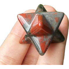 Manekieko Natural African Bloodstone Merkaba Crystal Protection Sacred Meditation Energy Healing Chakra, 1 Inch Hexagonal Star Crystals and Healing Stone