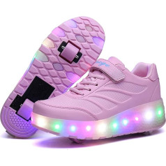 YongerYong Boys Girls LED Flashing Shoes with Wheels Skate Automatic Retractable Comfort Wheels Flashing Shoes Skateboard Shoes Outdoor Sports Shoes